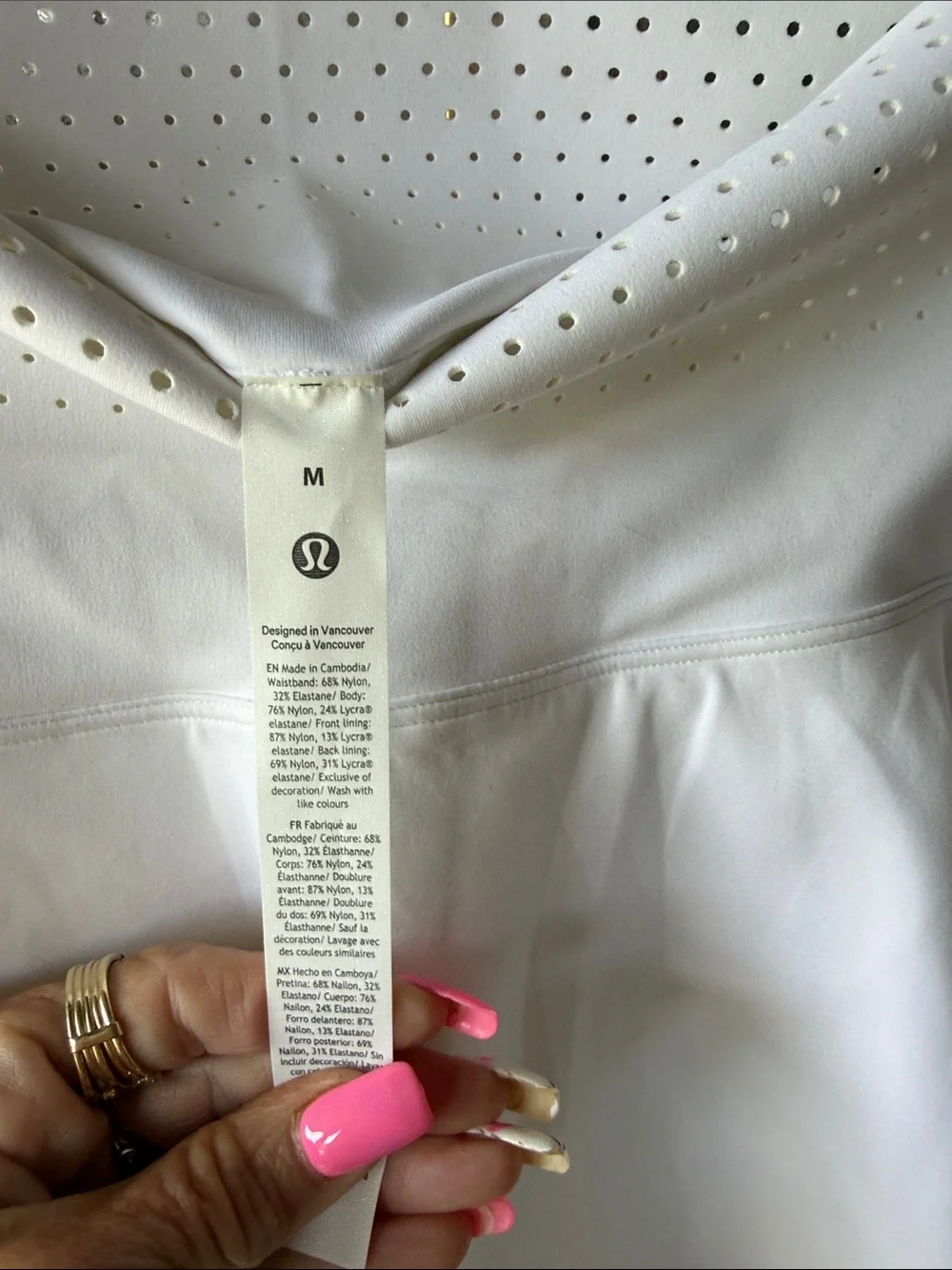 lululemon ventalated high rise  White Laser-Cut Flared Mini Skort